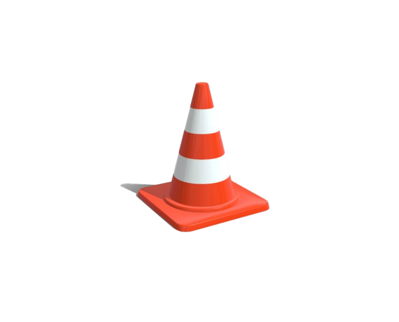 Photoreal 3D-rendered traffic cone asset with PBR materials